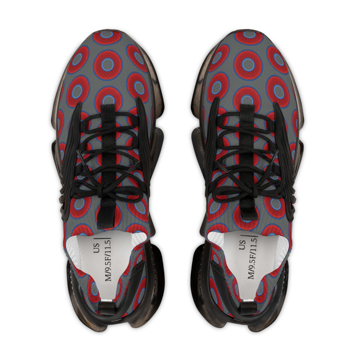 Donut Kicks - red vivid donut print w/dark gray background