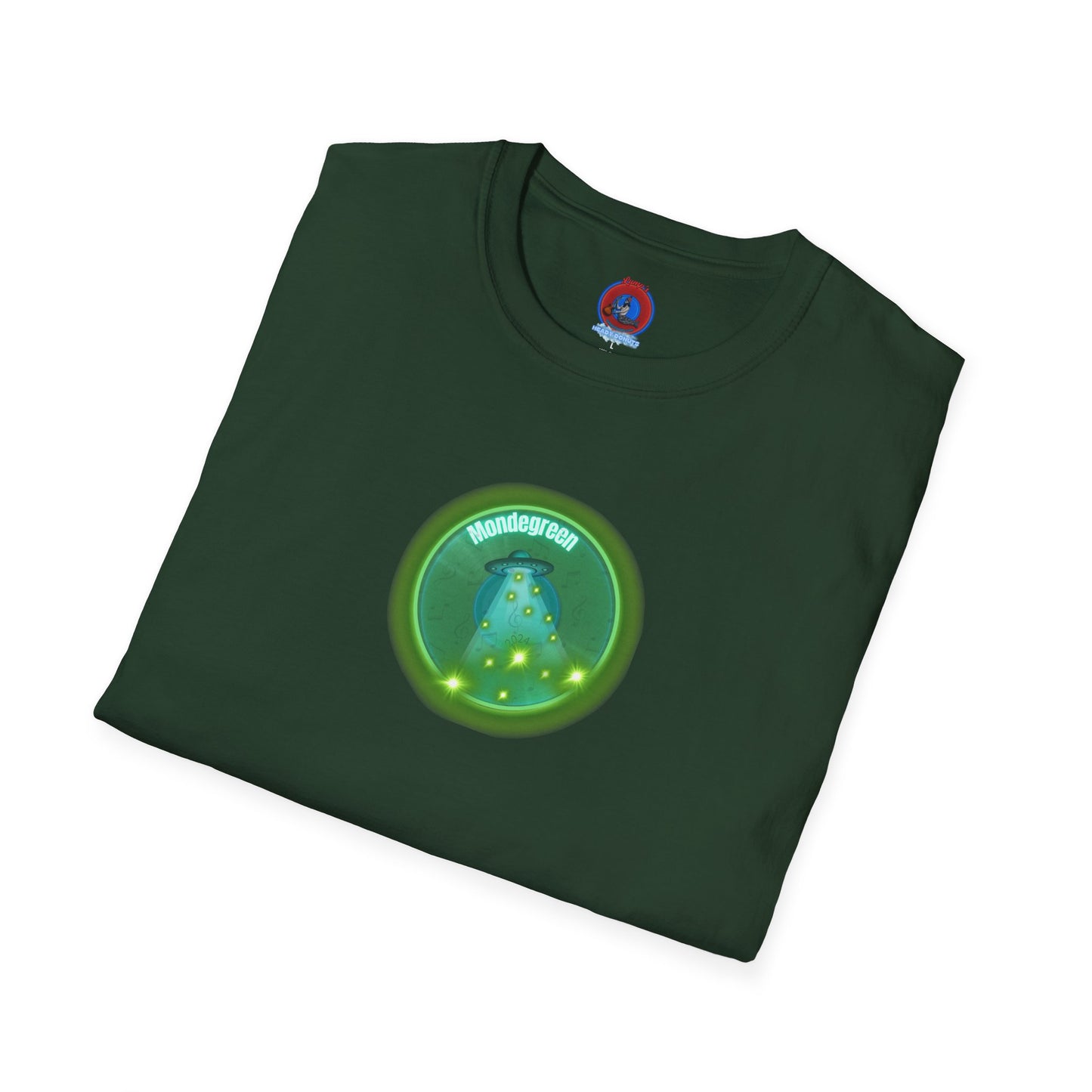 Classic Donut Tee - Unisex Soft-Style - "Close Encounters of the Delaware kind - Mondegreen Donut"  " variant 1 - green donut