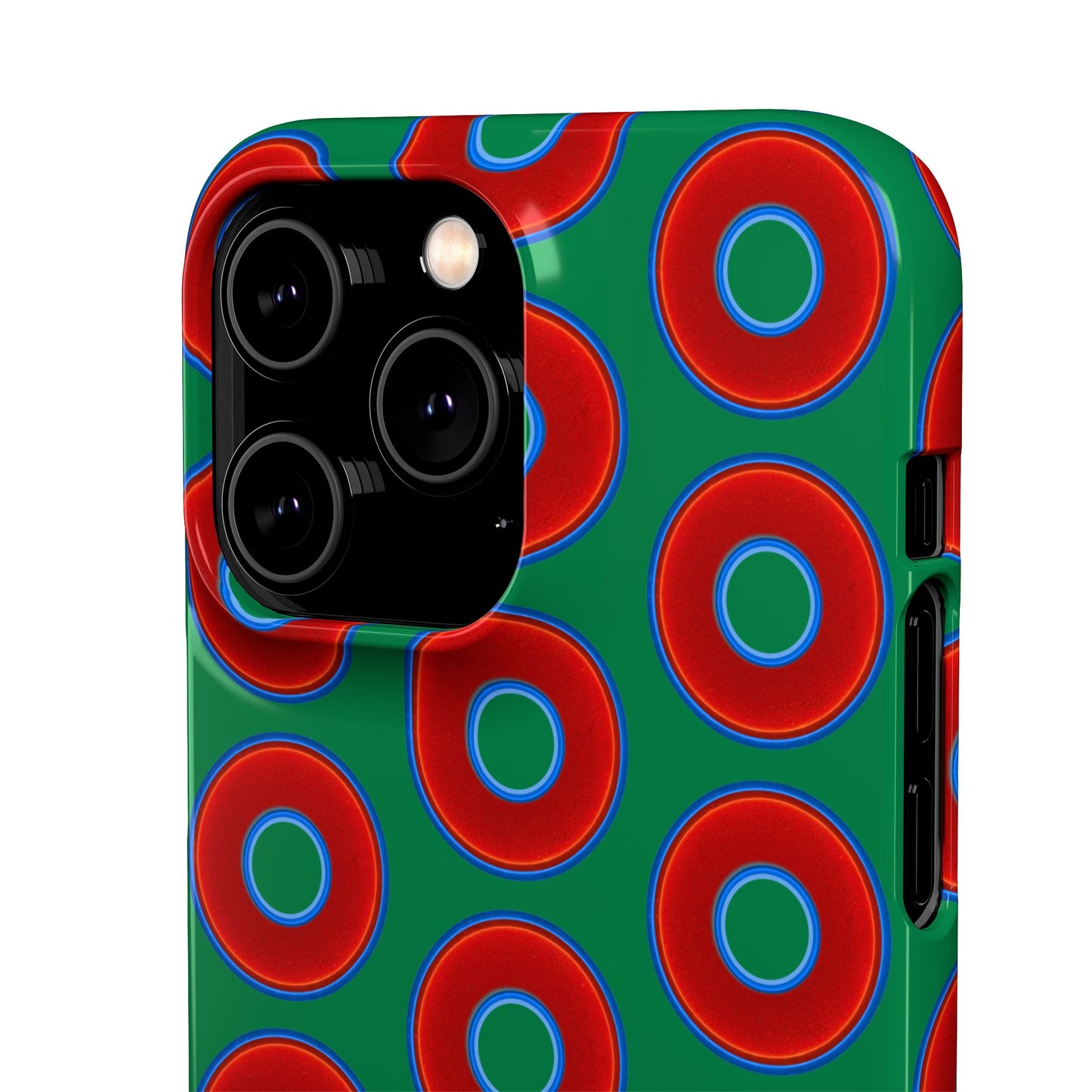 Lumpy Donut Snap Case - red vivid donut print w/green background