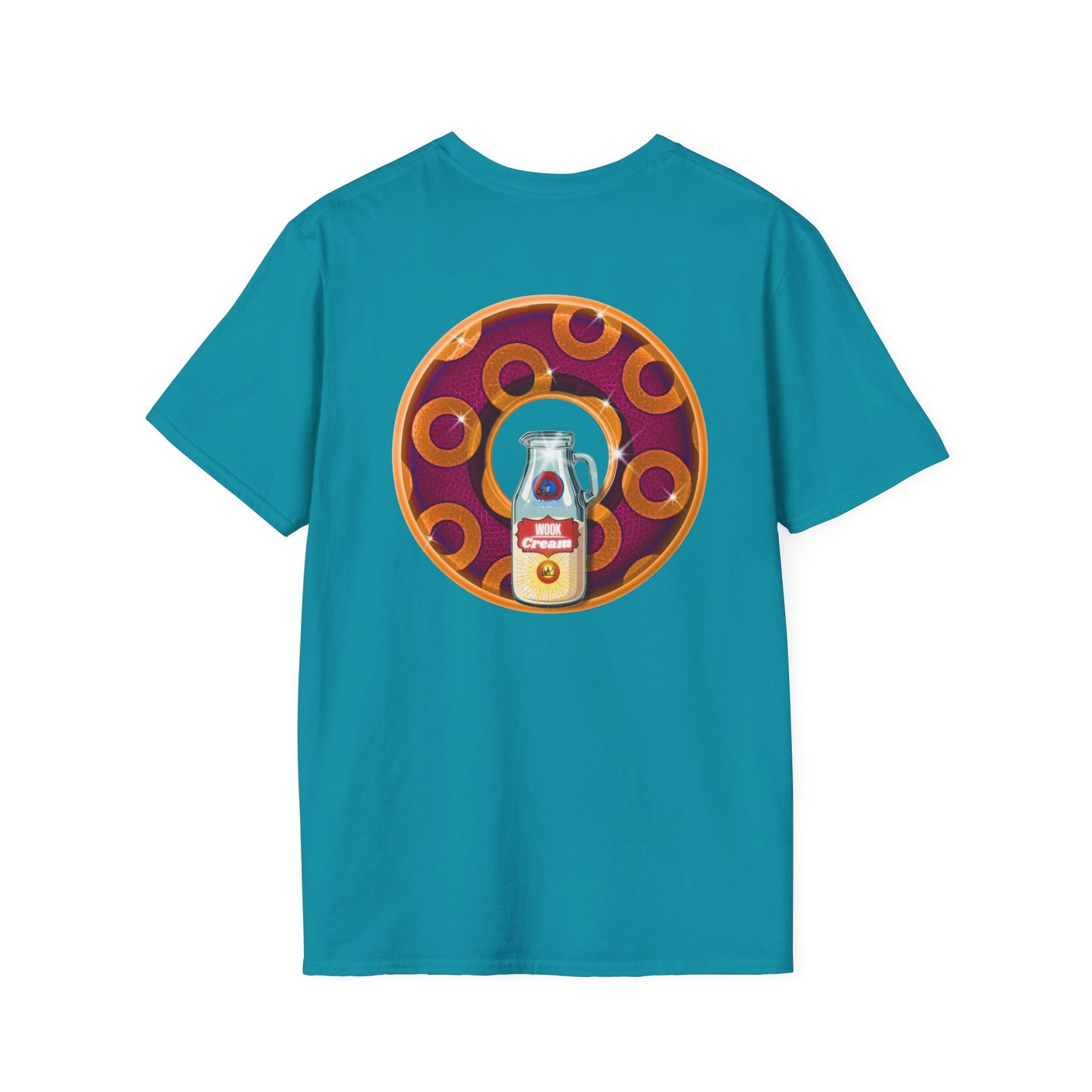 Classic Donut Tee - Unisex Soft-Style - "Princely Wooked Cream - YEMSG Donut " - burgundy/orange rustic paradox donut - variant 1