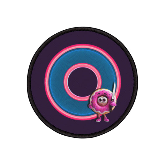 Iron-On Donut Patch - "My Phriend the Donut's Patch" - rustic blue/magenta donut - variant 2