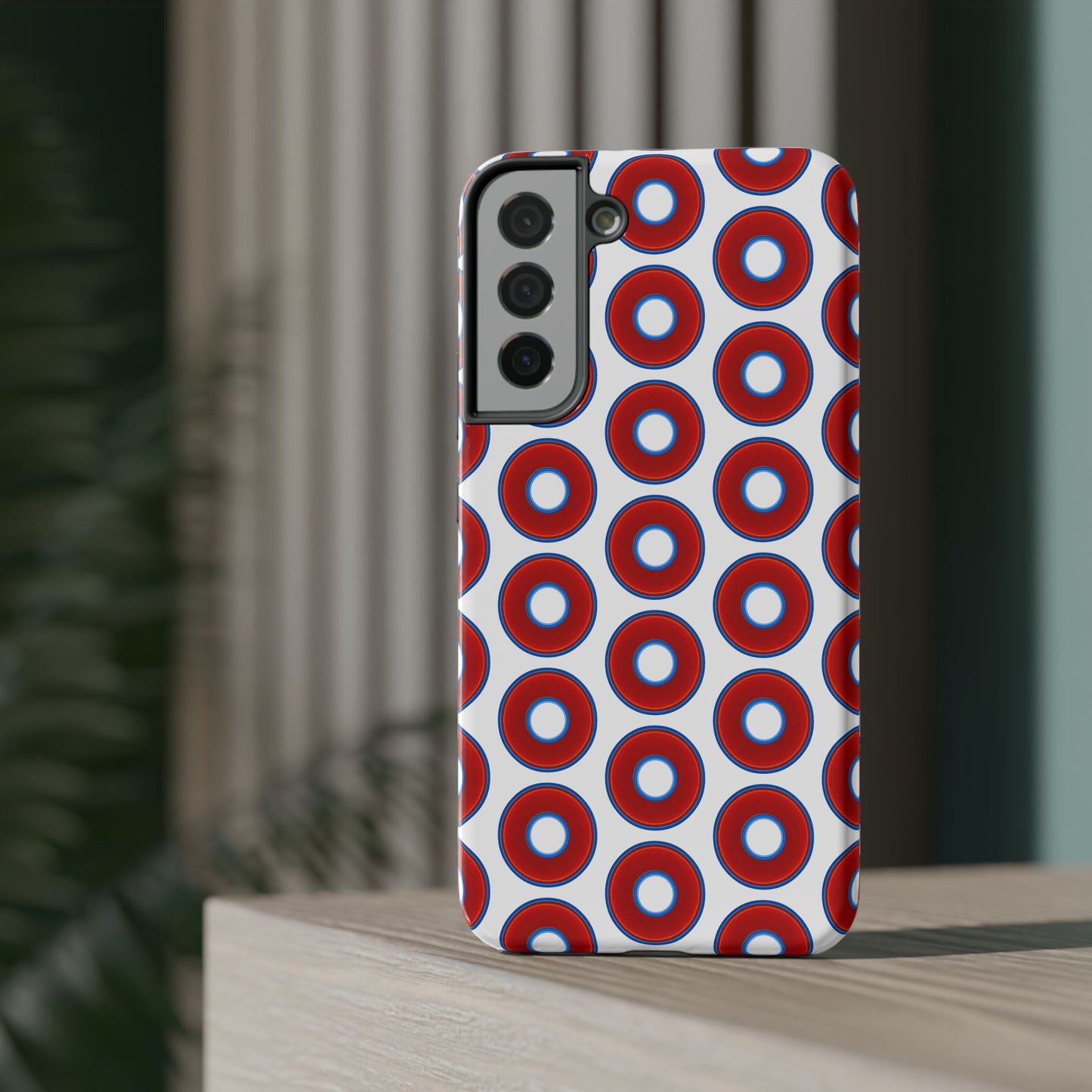 Impact-Resistant Lumpy Donut Case - red vivid donut print w/white background