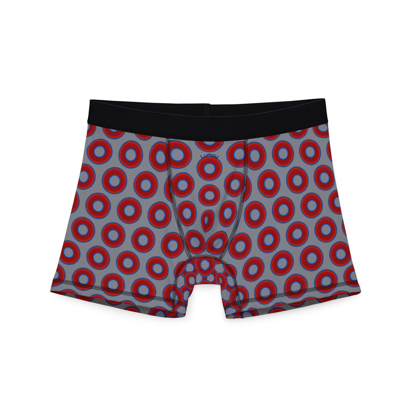 Men's Donut Boxers - red vivid donuts w/gray background