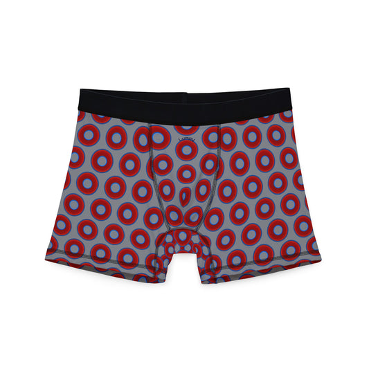 Men's Donut Boxers - red vivid donuts w/gray background
