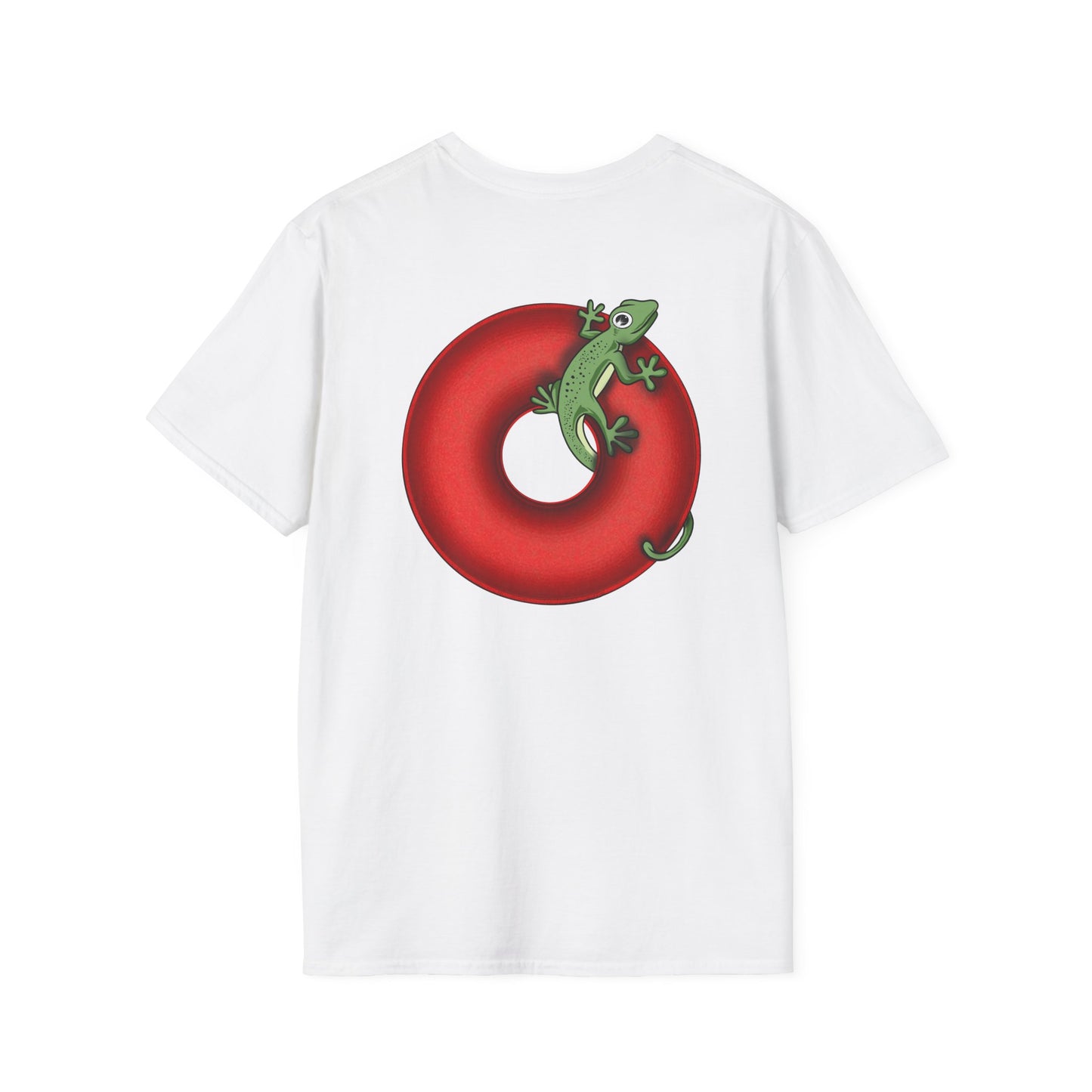 Classic Donut Tee - Unisex Soft-Style - "Practically Extinct Tee Shirt" - plump vivid red donut - variant 1
