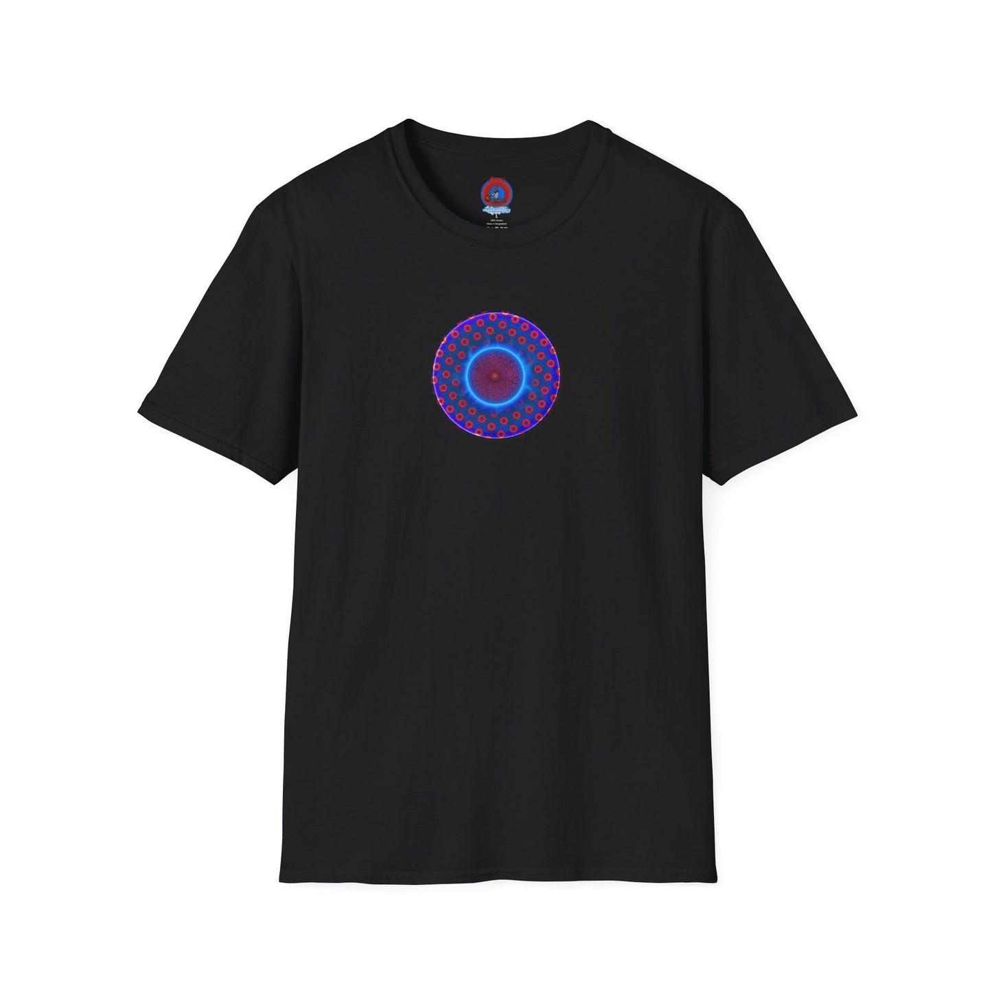 Classic Donut Tee - Unisex Soft-Style - "Donut Vortex" - blue/red electric paradox donut