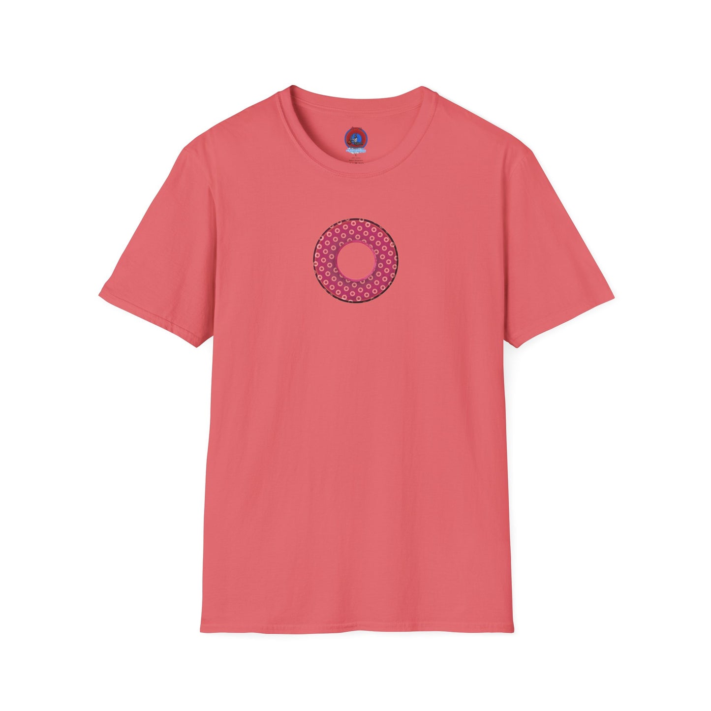 Plain Donuts/Unisex Soft-Style - "Plain Electric Paradoxical Donuts" - dark magenta/coral donuts