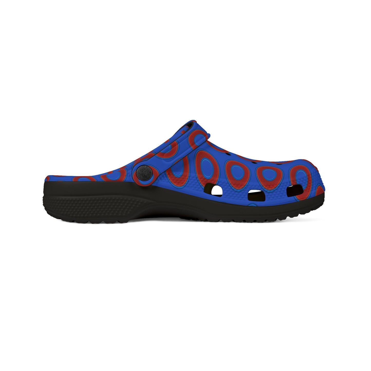 Spatchcocks - donut slip-on shoes - red rustic donuts w/royal blue background [unisex]
