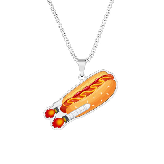 Lump's Heady Donut Necklace - 1" x 1" Stainless Steel Pendant - "Vegas Raw Dogger" Graphic