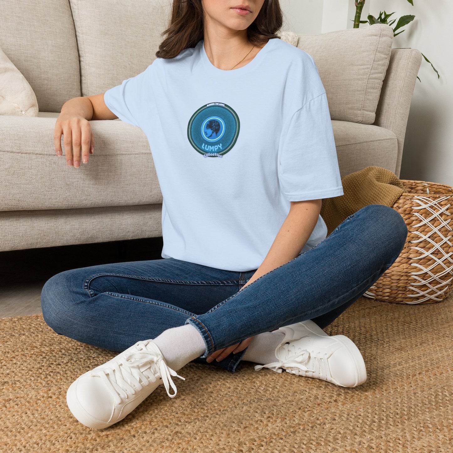 Classic Donut Tee - Unisex Soft-Style - "Lumpy Collective Donut" - aquamarine blue/green lumpy donut - variant 3