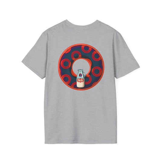 Classic Donut Tee - Unisex Soft-Style - "Wooked Cream - YEMSG Donut " -purple/red rustic paradox donut - variant 3