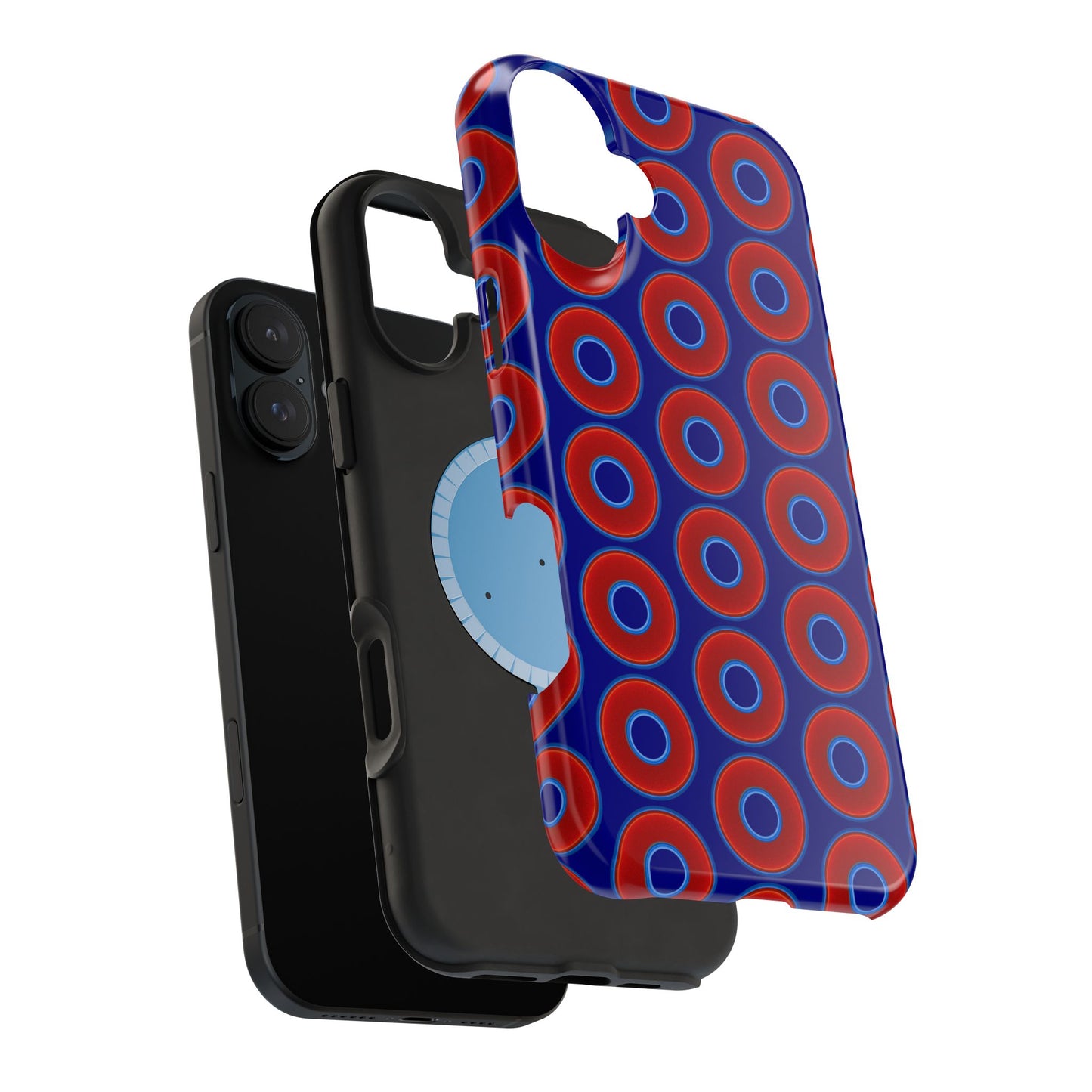 Magnetic Tough Donut Case - red vivid donut print w/vivid navy blue background