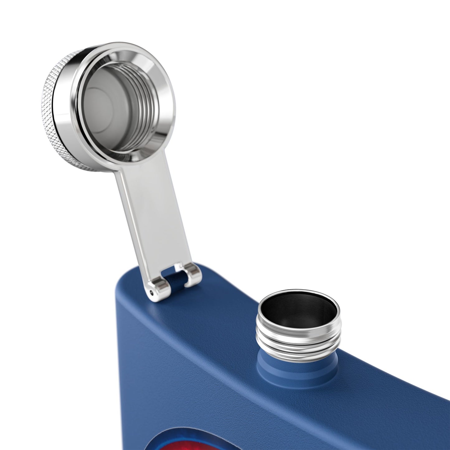 Lump's Donut Flask 6 oz - Vivid red/dark blue donut - [*w/your choice of 8 backgrounds]