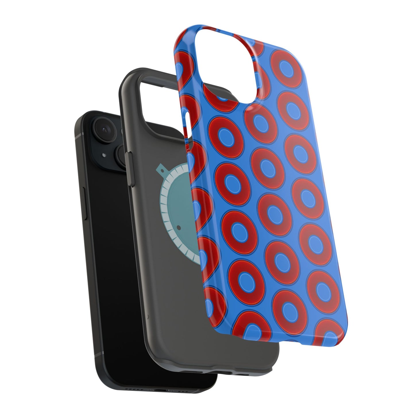 Magnetic Tough Donut Case - red vivid donut print w/light royal blue background
