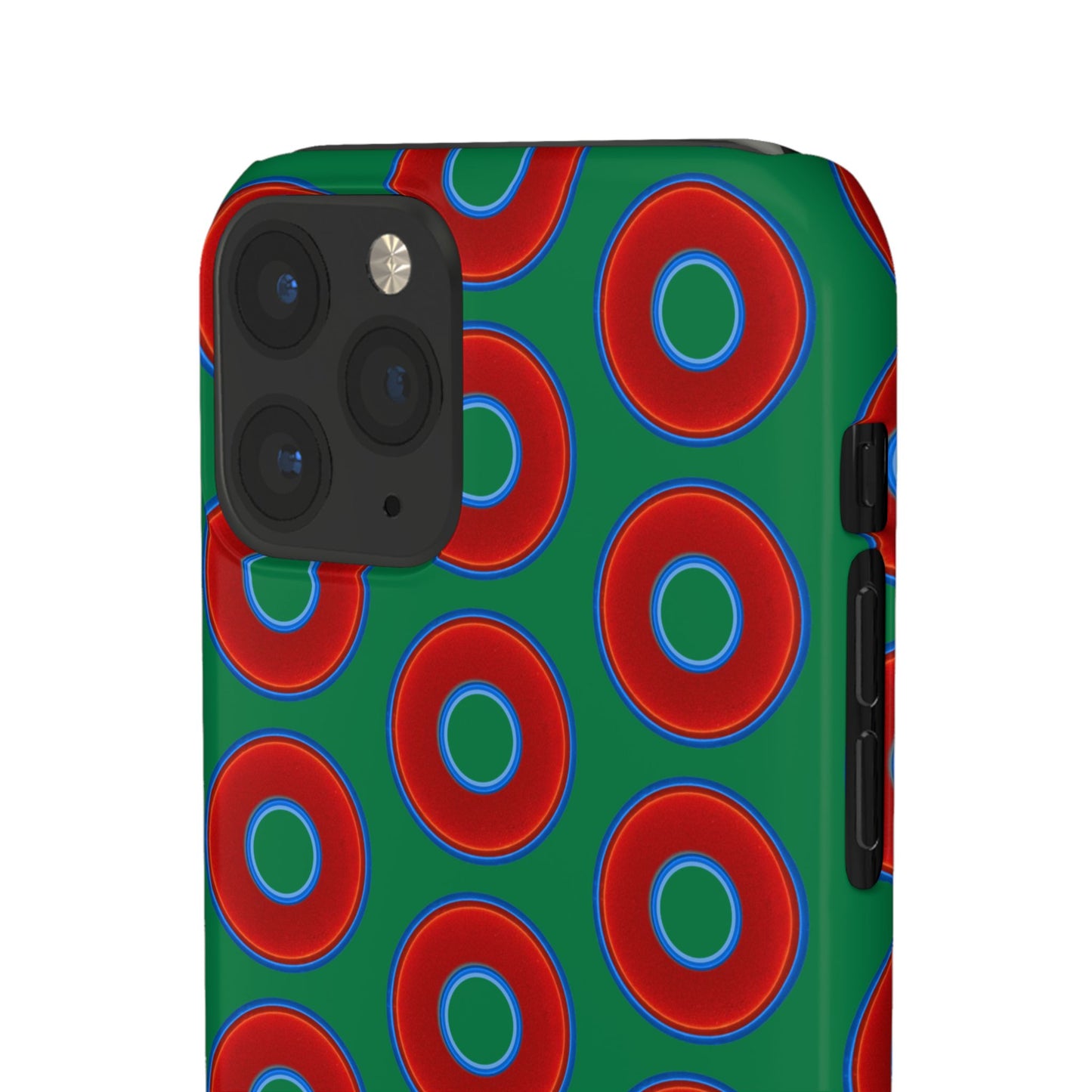 Lumpy Donut Snap Case - red vivid donut print w/green background