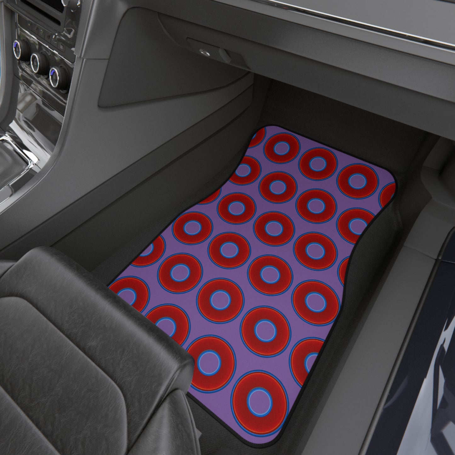 Contacted Car Mats - vivid donut print w/light purple background