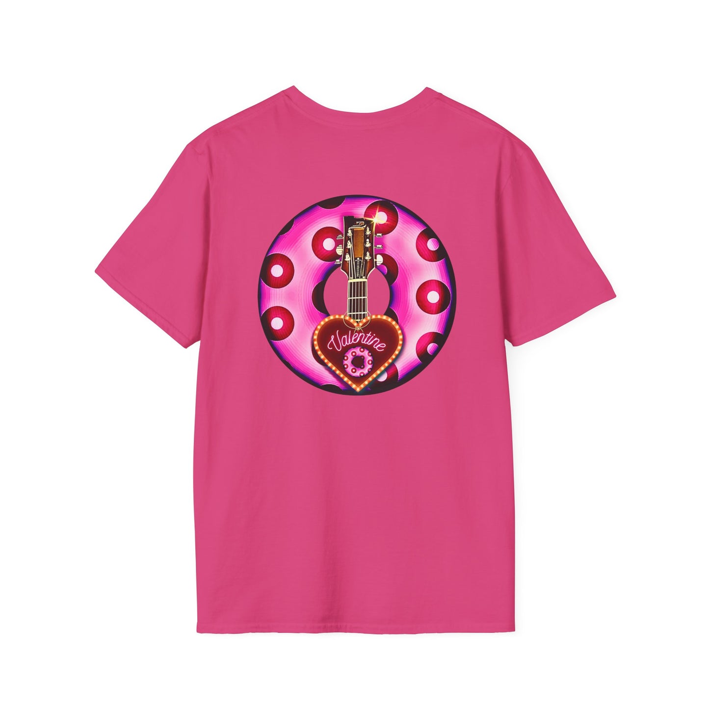 Classic Donut Tee - Unisex Soft-Style - "Would You Be My Donut?" - paradoxical bubblegum pink/red donut - variant 2