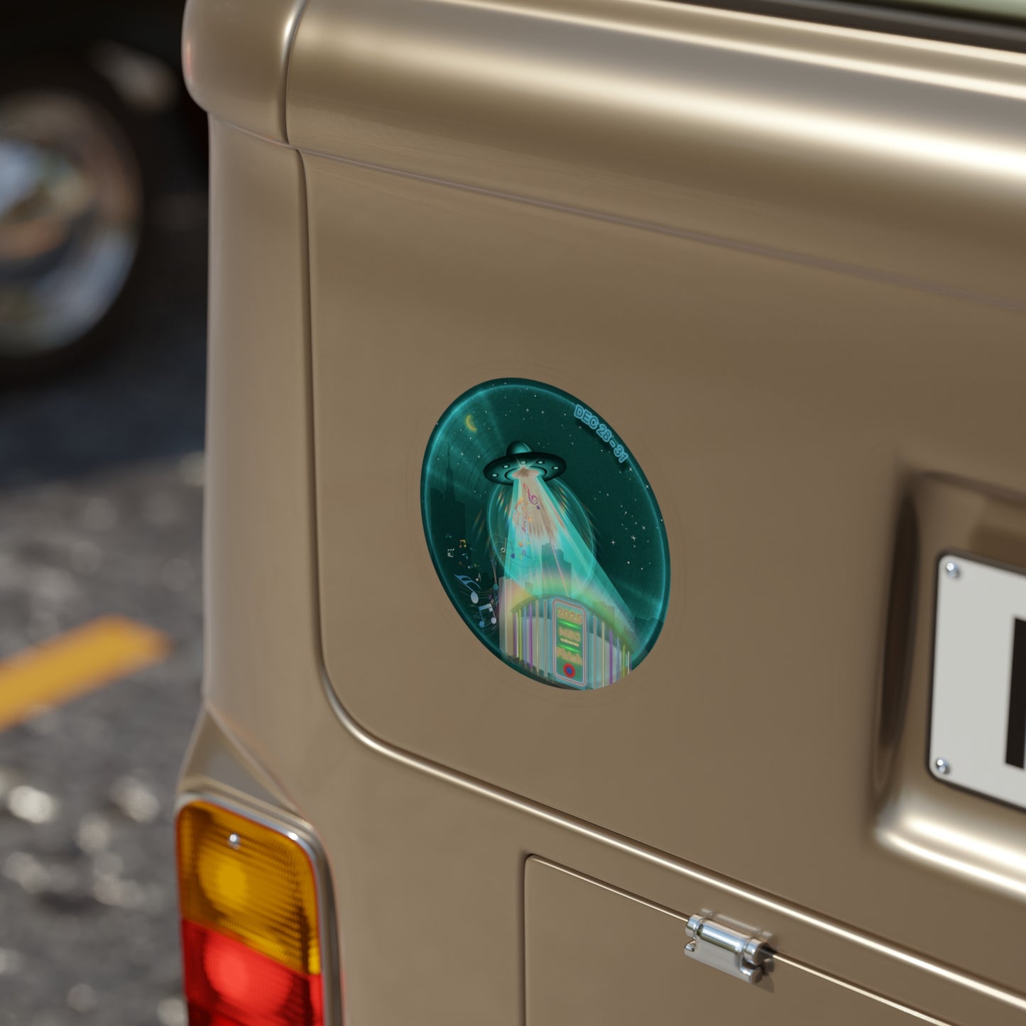 Donut Bumper/Outdoor Sticker - "Secret Ingredient? MSG of Course" - series 1.0 - teal donut - [Die-Cut] 6"x 6"