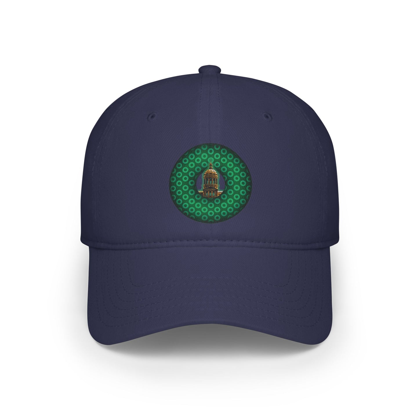 Lumpy Donut Baseball Cap - "Save Mondegreen City Hall" - variant 1 - green paradoxical donut w/