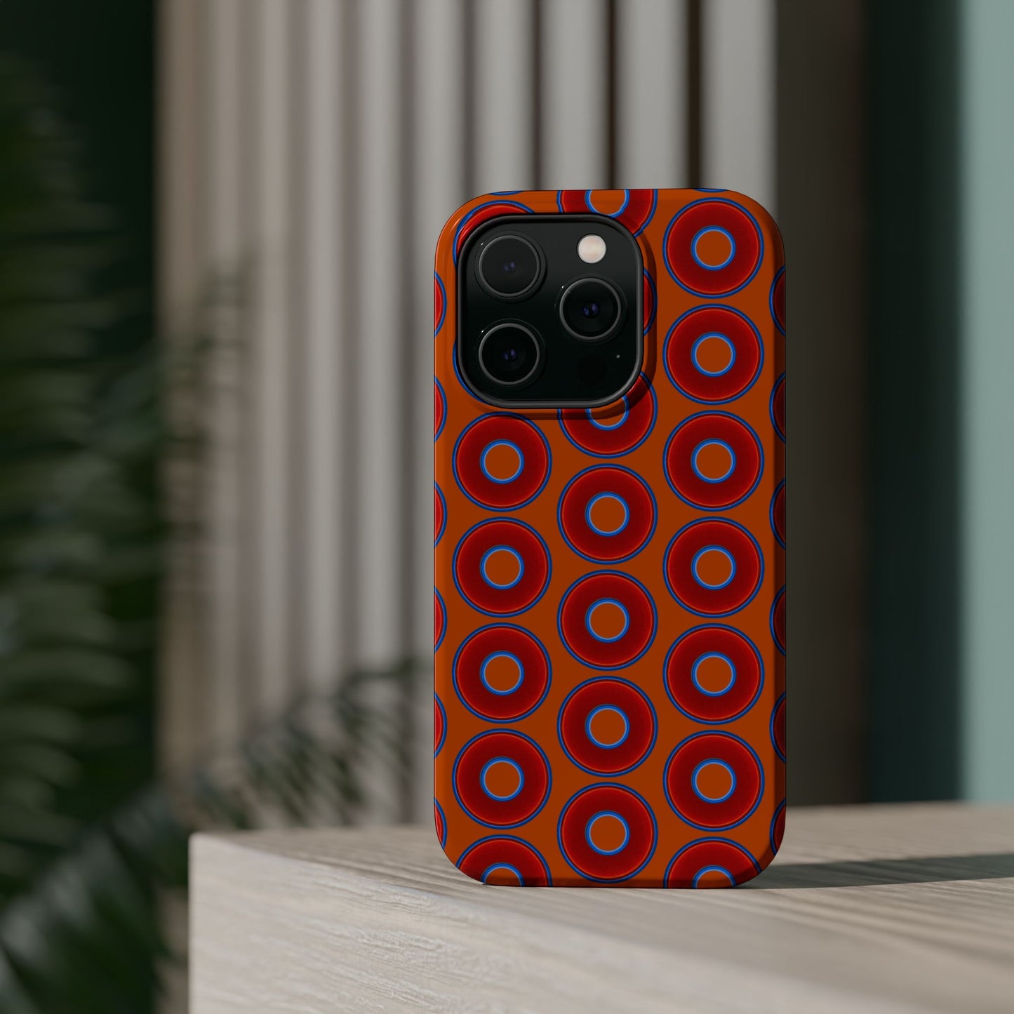 Magnetic Tough Donut Case - red vivid donut print w/dark orange background