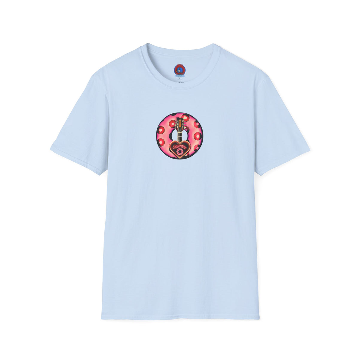 Classic Donut Tee - Unisex Soft-Style - "Would You Be My Donut?" - paradoxical faded magenta/red donut - variant 1