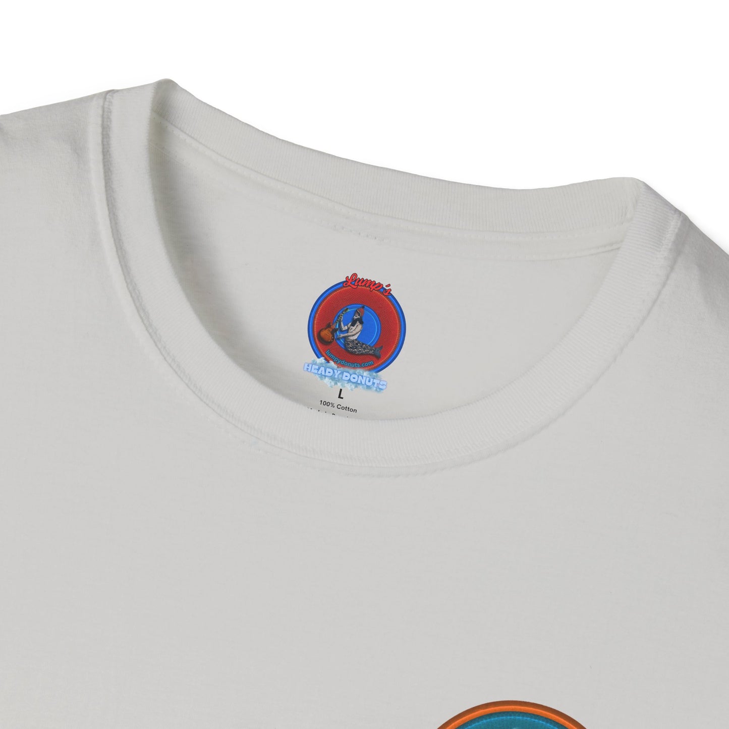 Classic Donut Tee - Unisex Soft-Style - "Got Rhombus?" - series 1.0  - variant 3 - aquamarine/orange donut