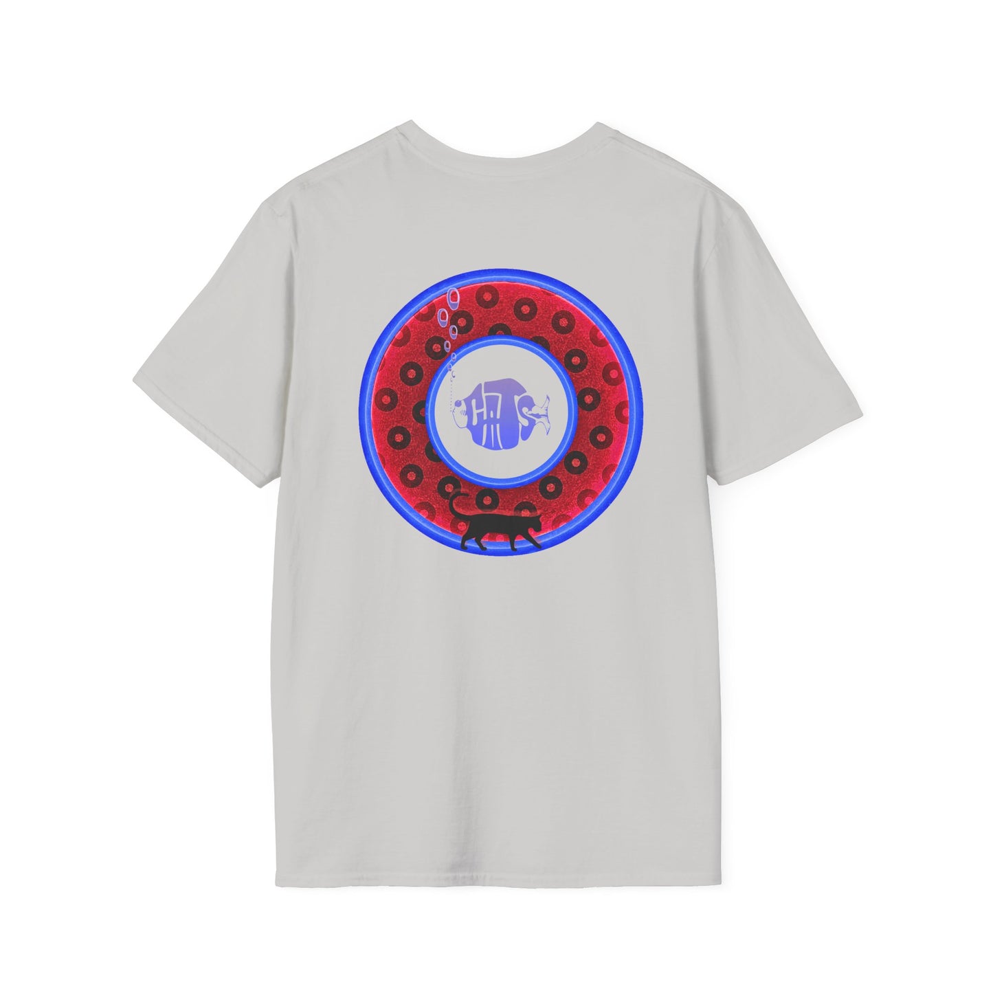 Coffee Traders Tee - Unisex Soft-Style - "Cat's Meow " - paradoxical donuts - variant 2 - logo front/cats back