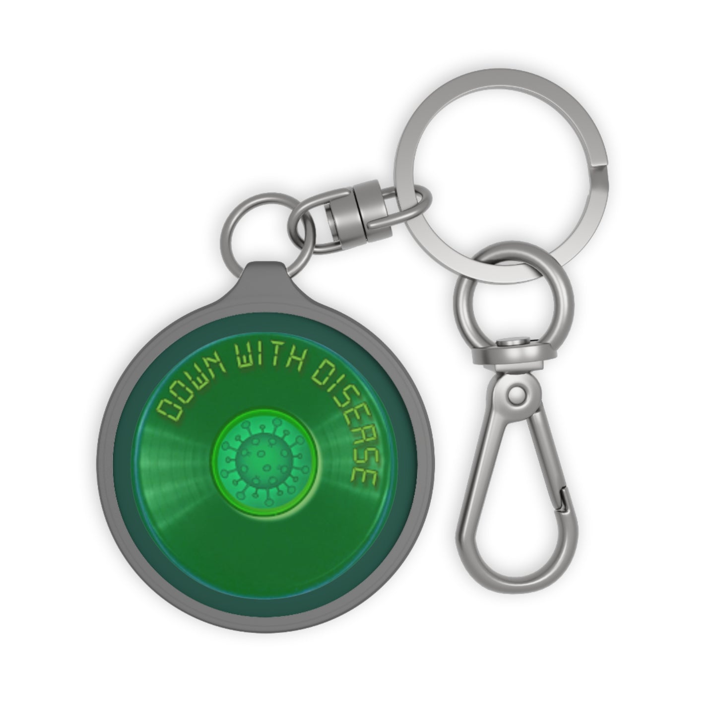Lumpy Donut Keychain - "Down with this Keychain" - series 1.0 - green record donut