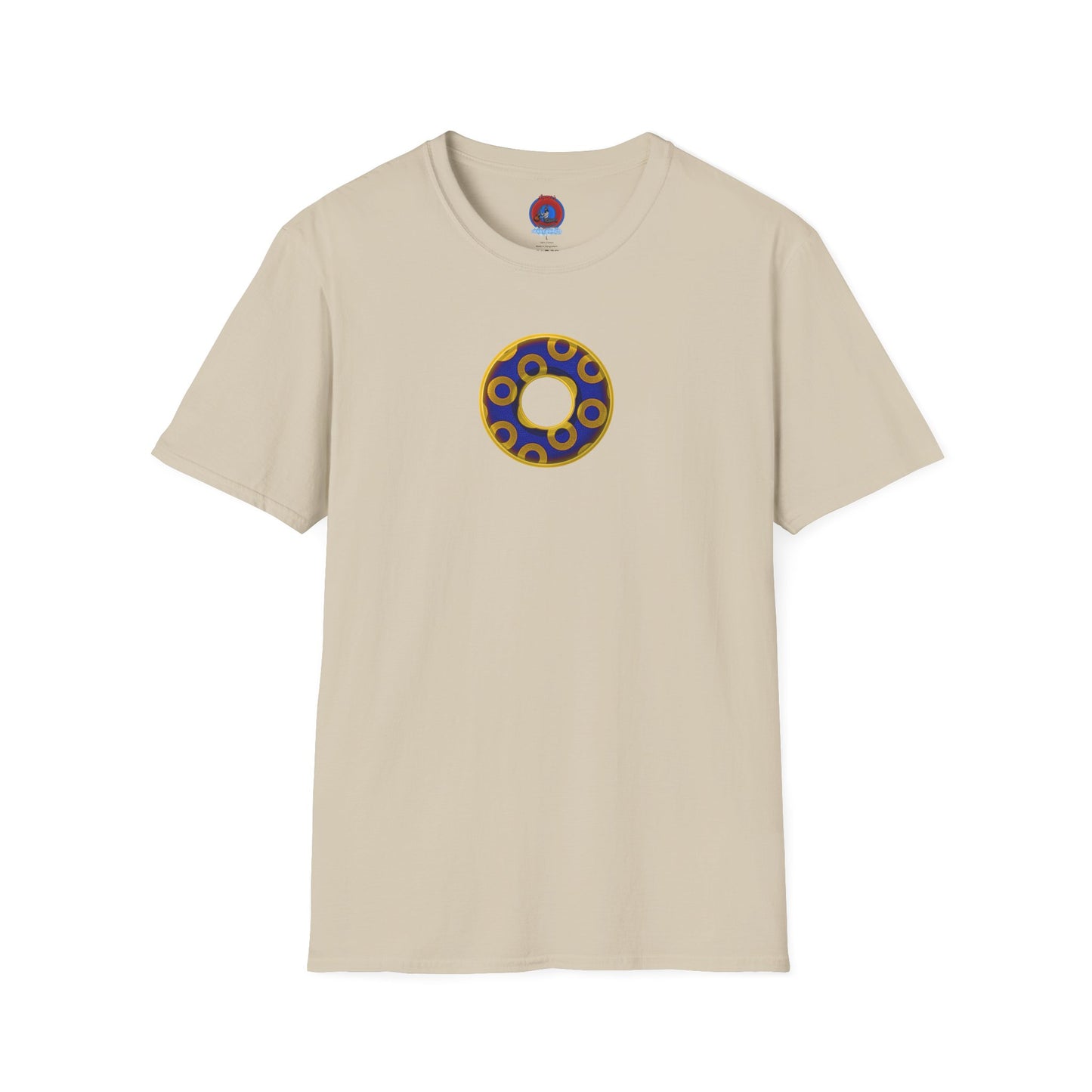 Plain Donuts/Unisex Soft-Style - "Plain Rustic Paradoxical Donuts" - yellow/dark blue donuts