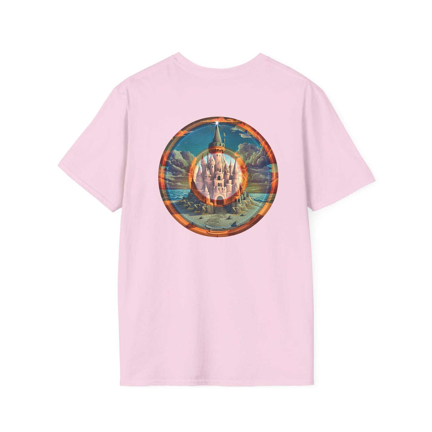 Classic Donut Tee - Unisex Soft-Style - "The Donut that Tides Never Reached" - series 1.0  - variant 1 - plain - blue/orange donut