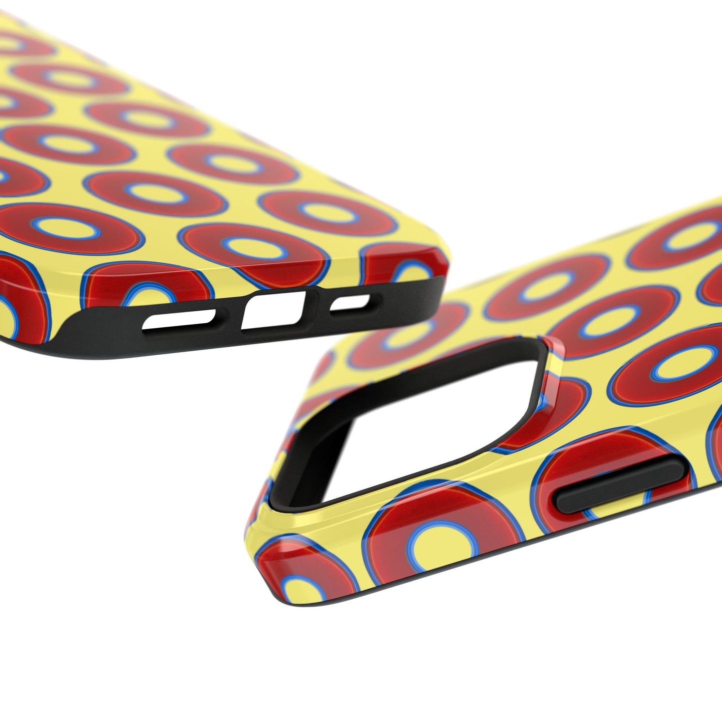 Impact-Resistant Lumpy Donut Case - red vivid donut print w/yellow background