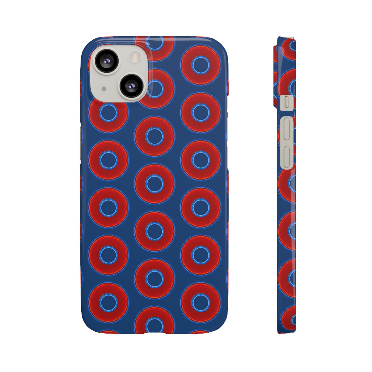 Lumpy Donut Snap Case - red vivid donut print w/Atlantic navy blue background
