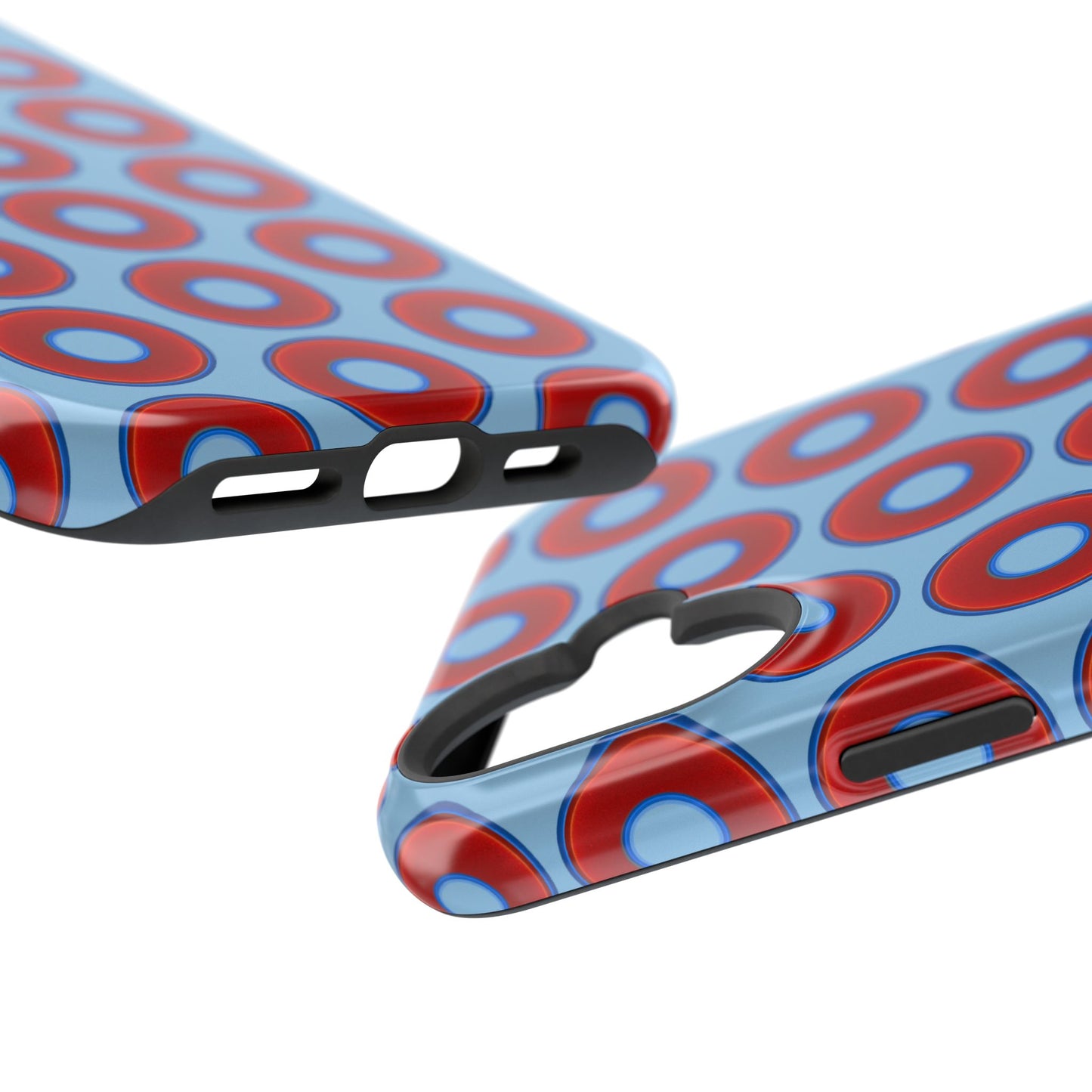 Impact-Resistant Lumpy Donut Case - red vivid donut print w/sky blue background