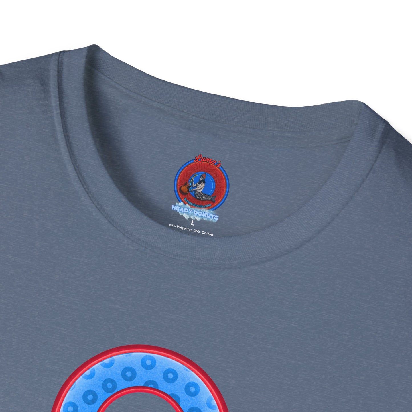 Plain Donuts/Unisex Soft-Style - "Plain Wide Mouthed Paradoxical Donuts" - light blue/red donuts