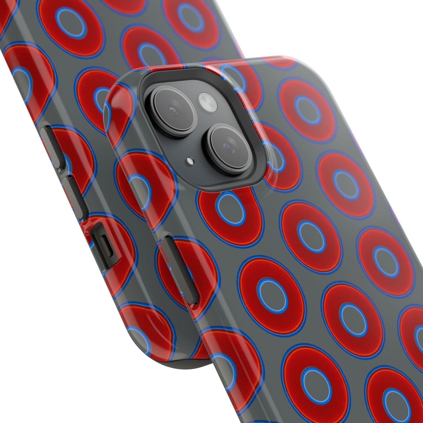 Impact-Resistant Lumpy Donut Case - red vivid donut print w/dark gray background
