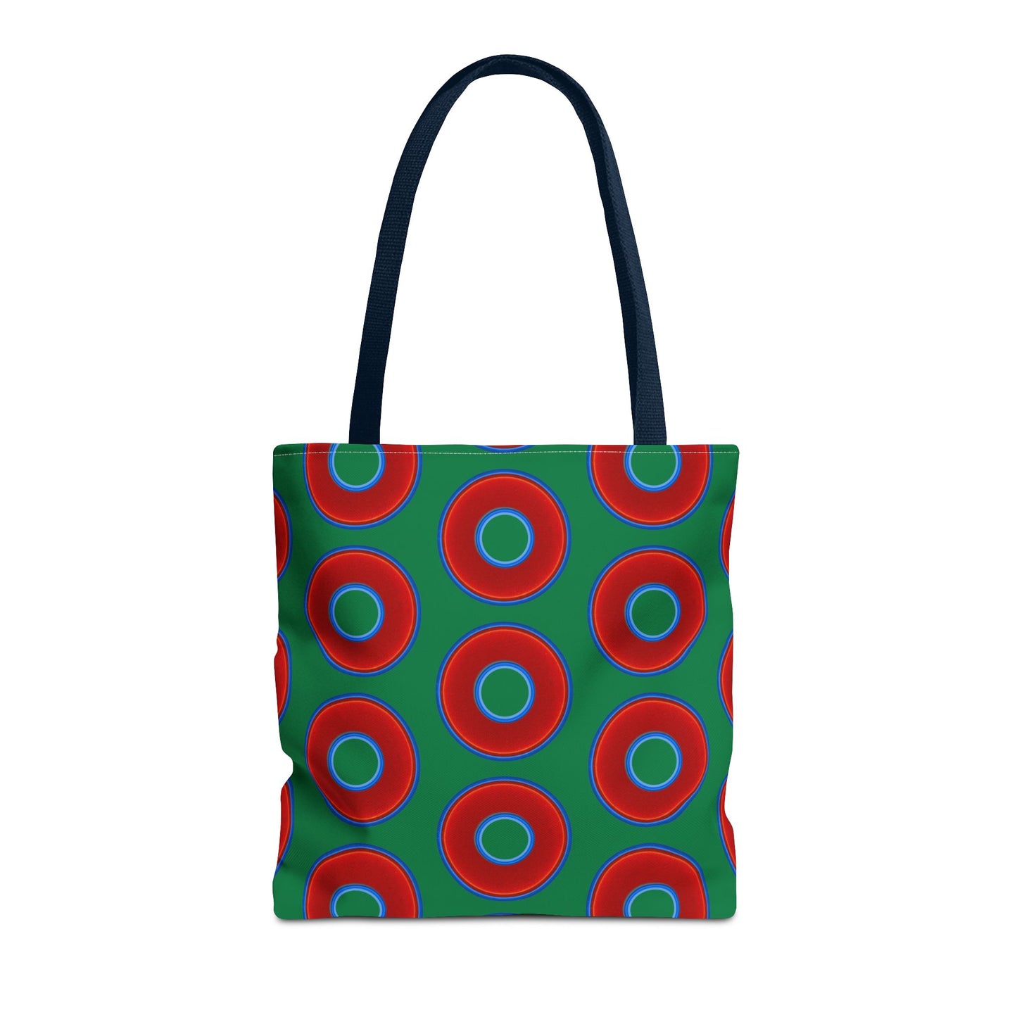 Lumpy Beach/Tote Bag - red vivid donuts w/green background