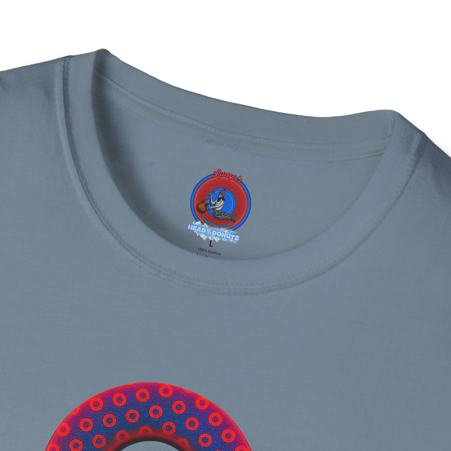Classic Donut Tee - Unisex Soft-Style - "Vivid Donut inside a Paradox Donut" - blue/red electric paradox donut - variant 2 w/hole