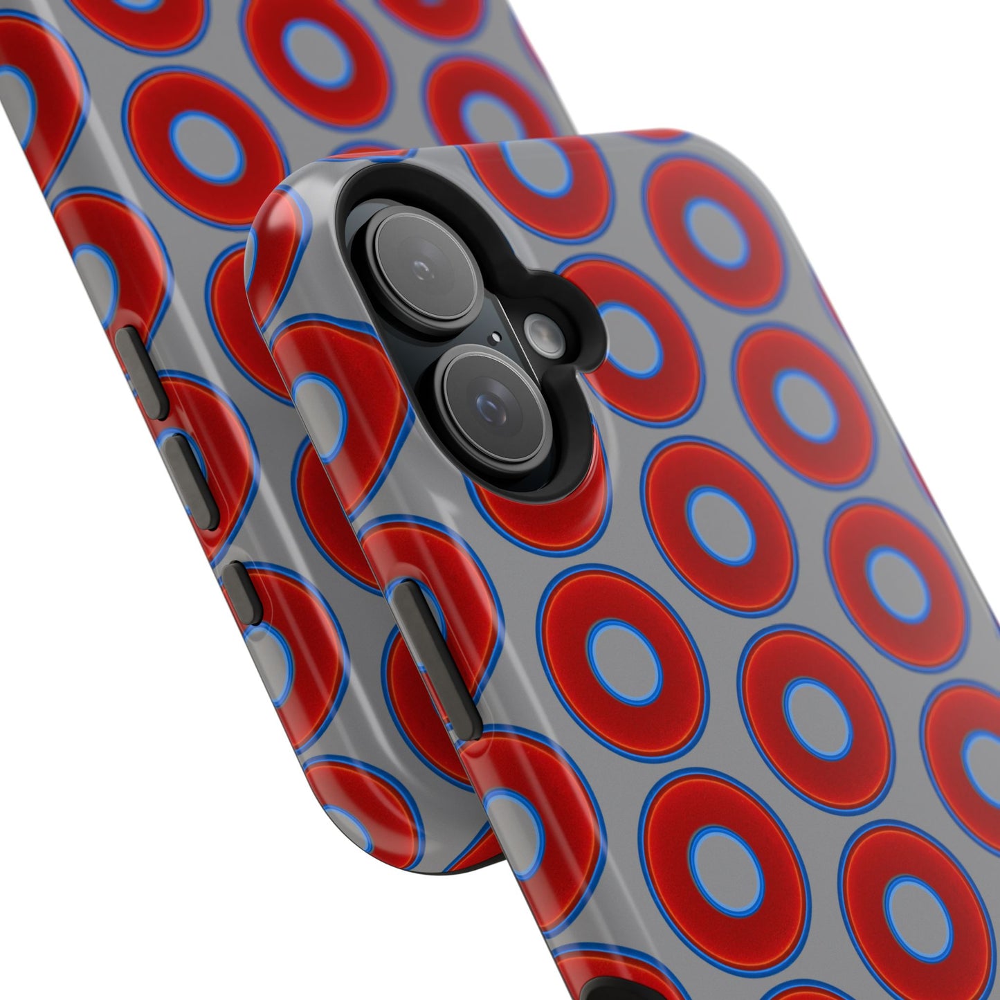Magnetic Tough Donut Case - red vivid donut print w/gray background