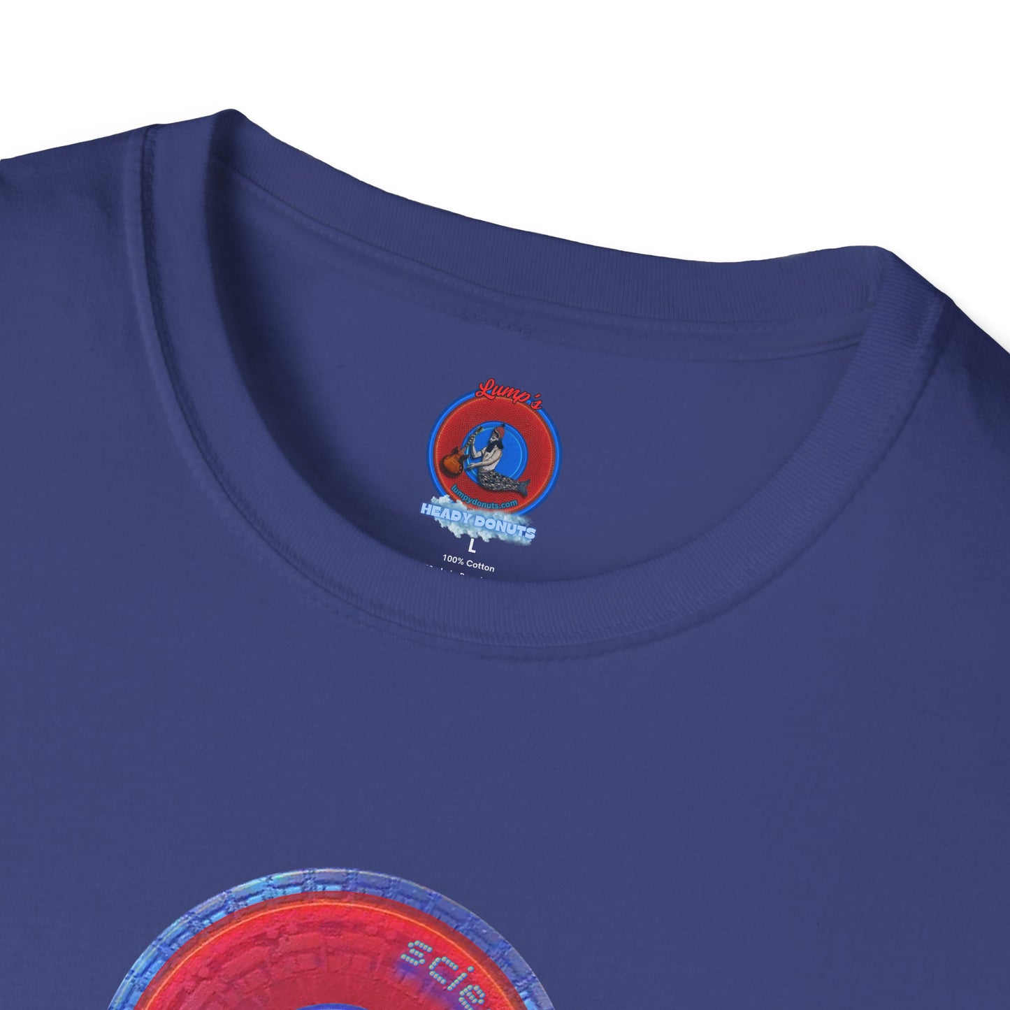 Classic Donut Tee - Unisex Soft-Style - "Tube Donuts" - series 1.0 - red donut/lighter blue bordering