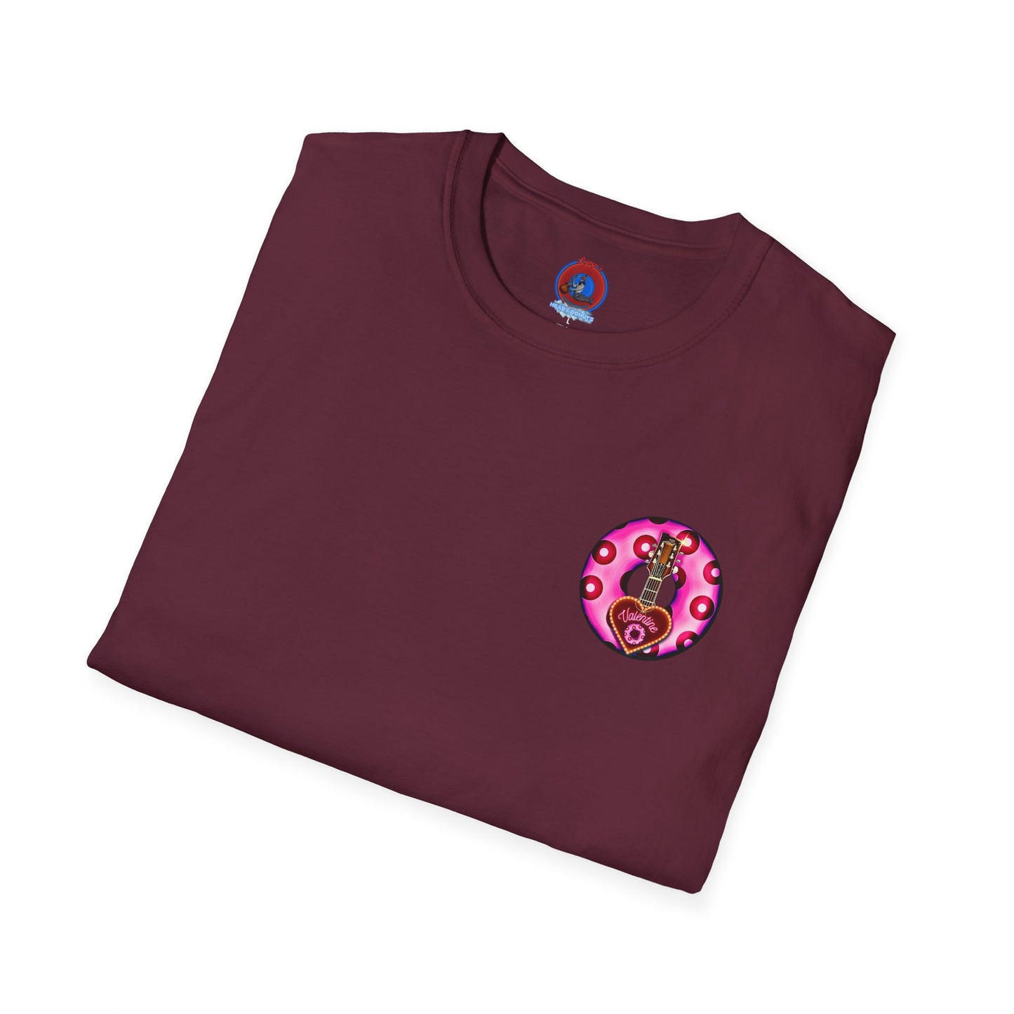 Classic Donut Tee - Unisex Soft-Style - "Would You Be My Donut?" - paradoxical bubblegum pink/red donut - variant 2