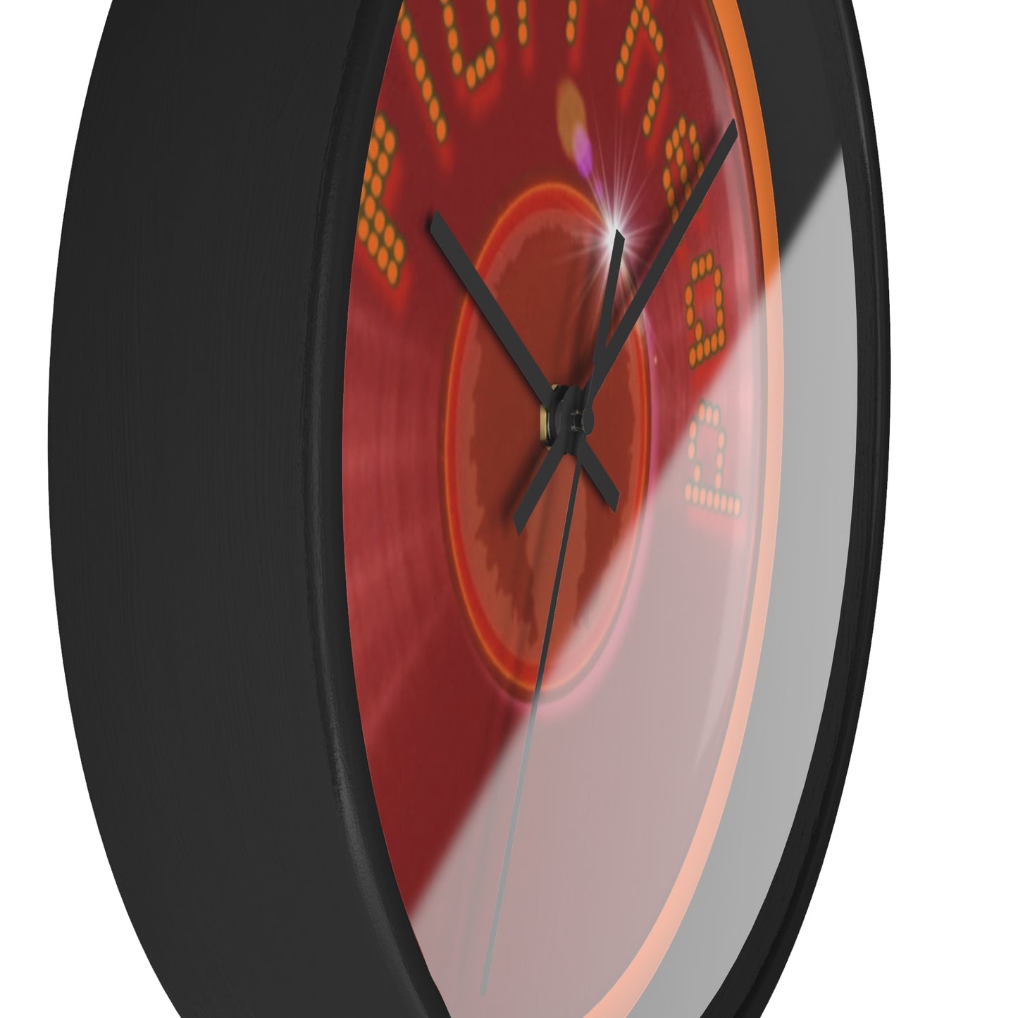 Lumpy Wall Clock - "The Fluffernutter Donut Clock" - red vivid donut w/light orange background