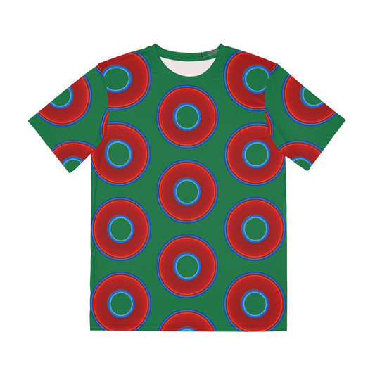 Multi-Beastie Giant Donut AOP Polyester Tee - red vivid donut print w/green background