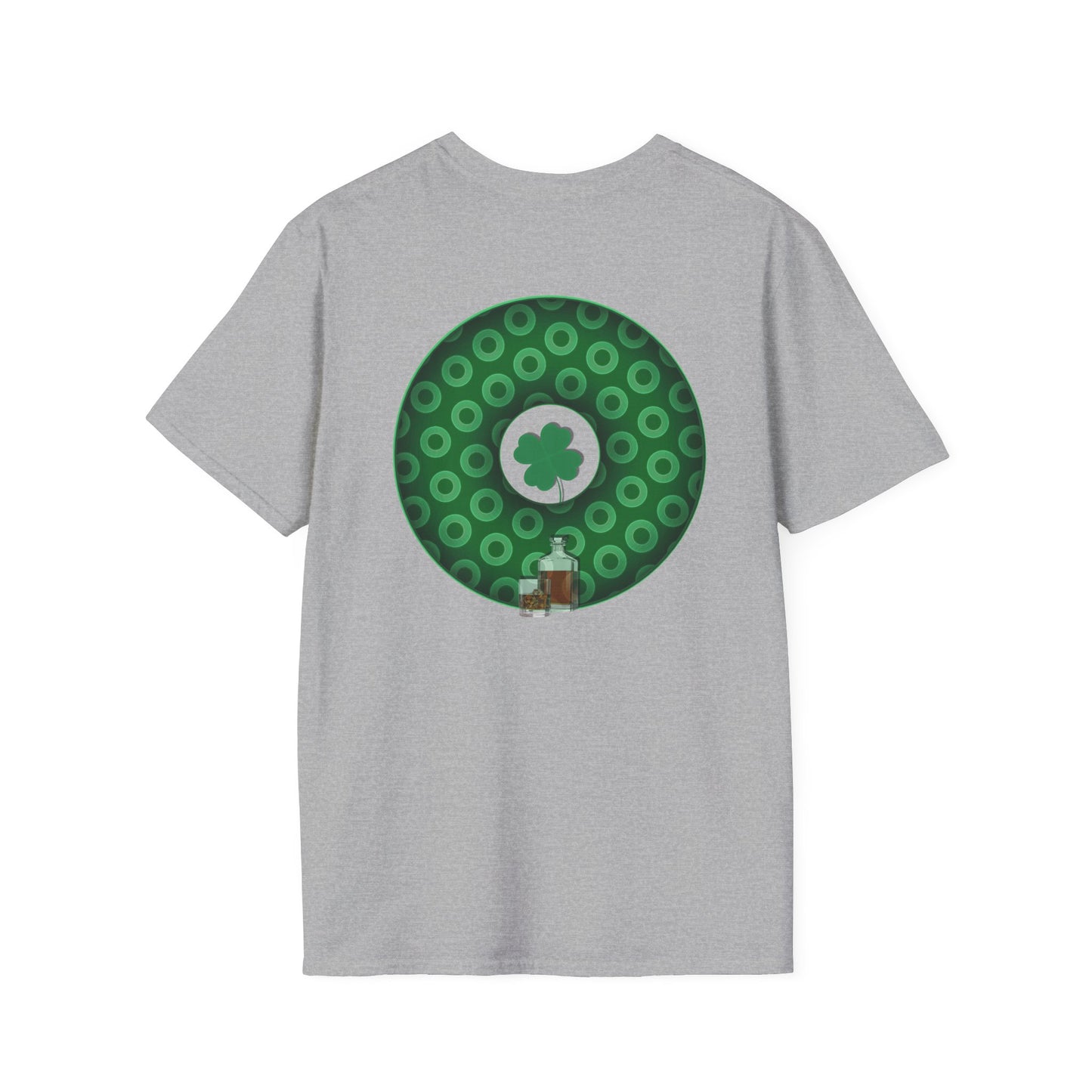 Classic Donut Tee - Unisex Soft-Style - "Patron Saint of Donuts" - St. Patrick's Day Donut - w/whiskey - holiday edition - variant 2