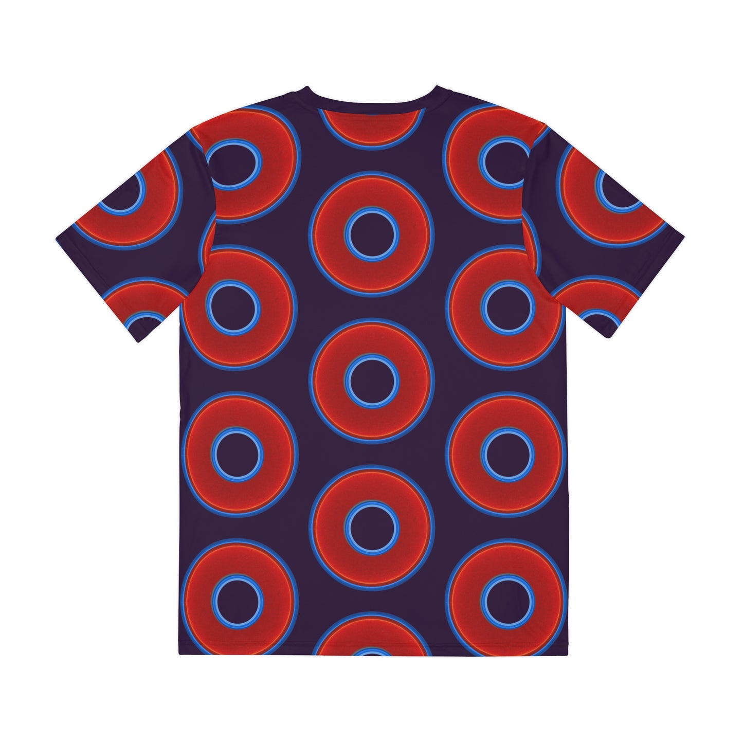 Multi-Beastie Giant Donut AOP Polyester Tee - red vivid donut print w/midnight purple background