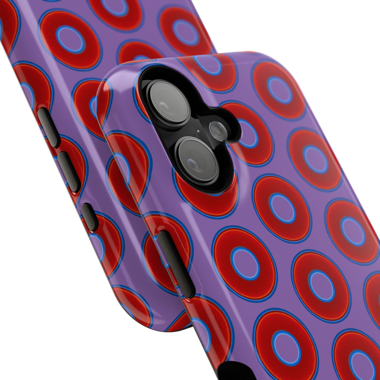 Impact-Resistant Lumpy Donut Case - red vivid donut print w/light purple background
