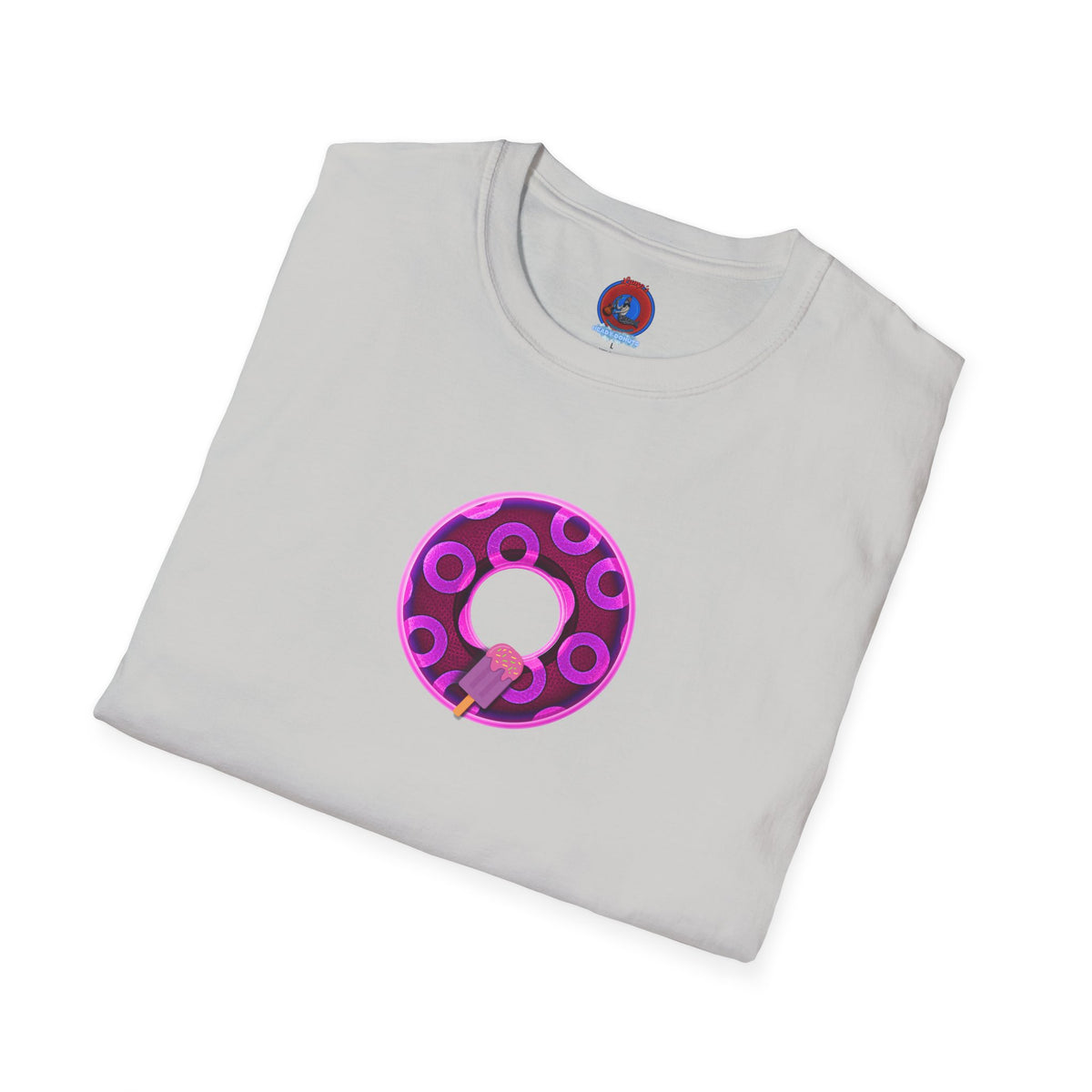 Classic Donut Tee - Unisex Soft-Style - "It's Ice Cream Popsicles - YEMSG Donut" - purple/magenta paradox donut - variant 1