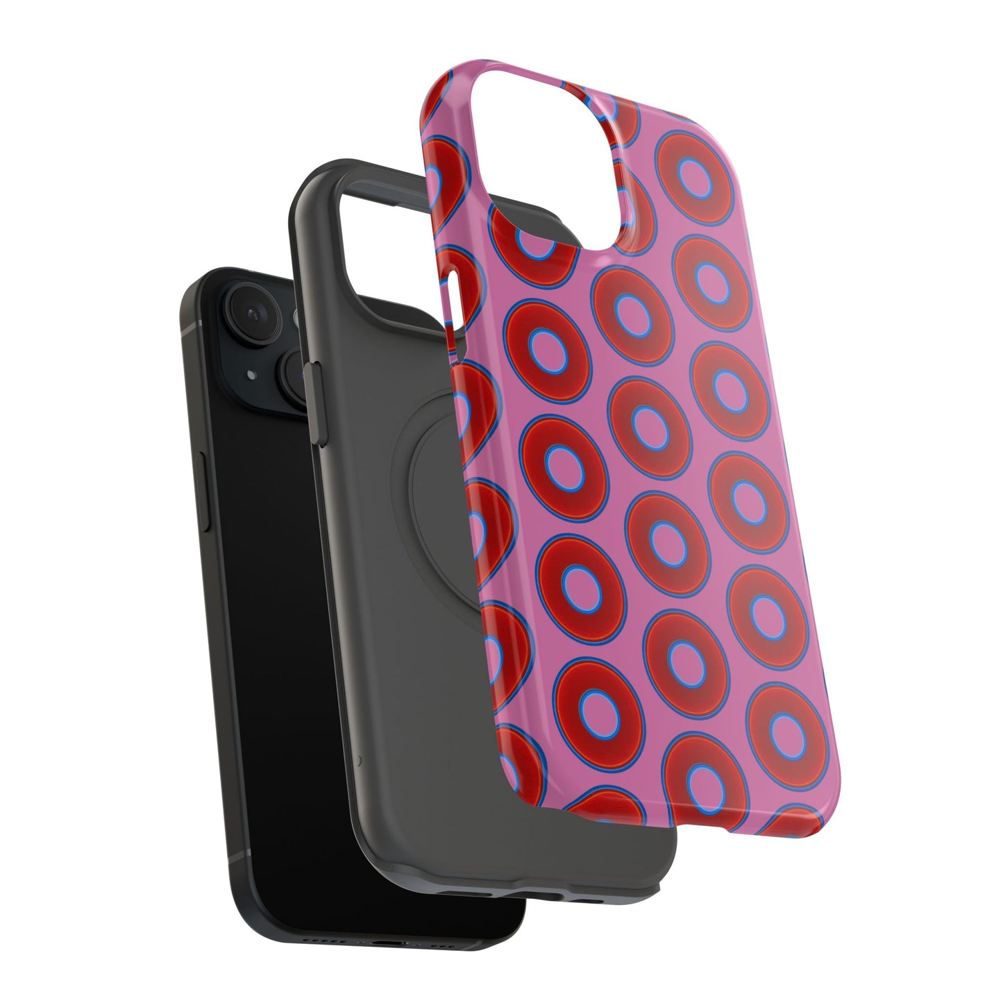Impact-Resistant Lumpy Donut Case - red vivid donut print w/pink background
