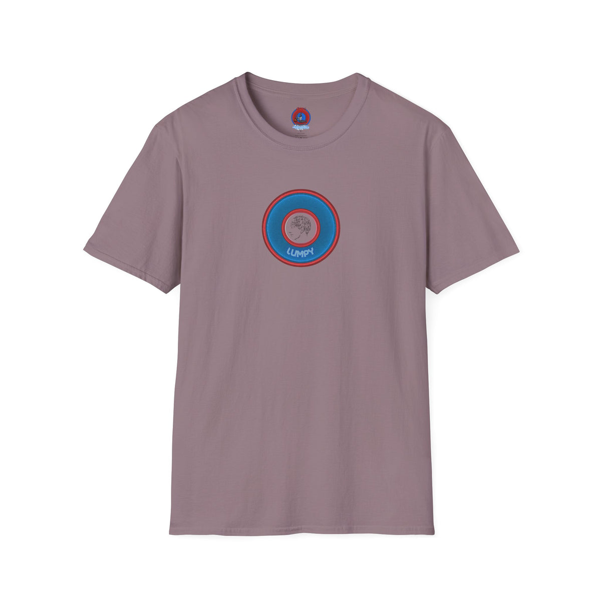 Classic Donut Tee - Unisex Soft-Style - "The Lumpy Donut" - variant 2 - blue/red donut