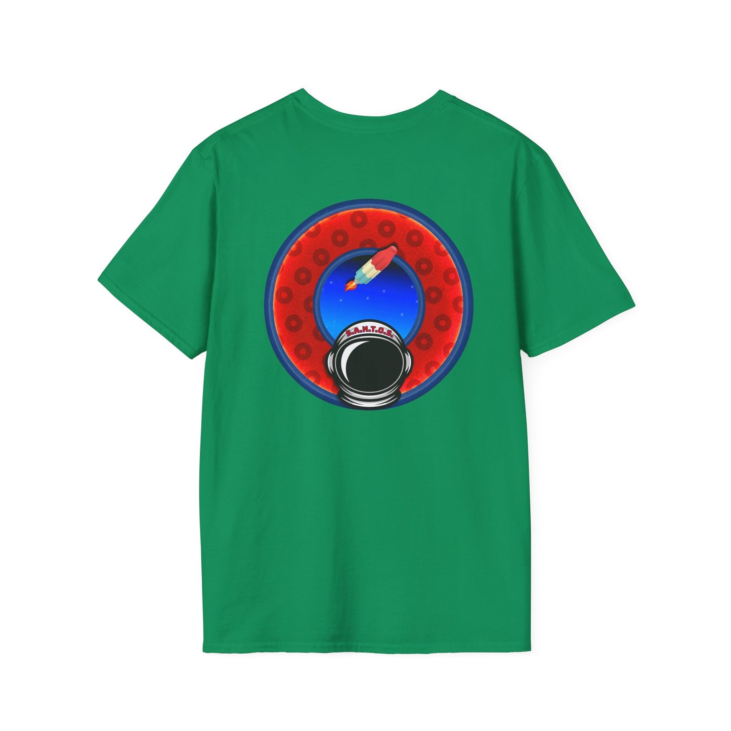 Classic Donut Tee - Unisex Soft-Style - "This is What Donuts Smell Like in Space - YEMSG Donut" - red/blue widemouthed paradox donut