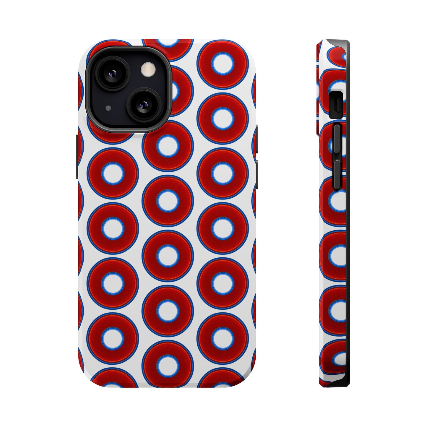 Magnetic Tough Donut Case - red vivid donut print w/white background